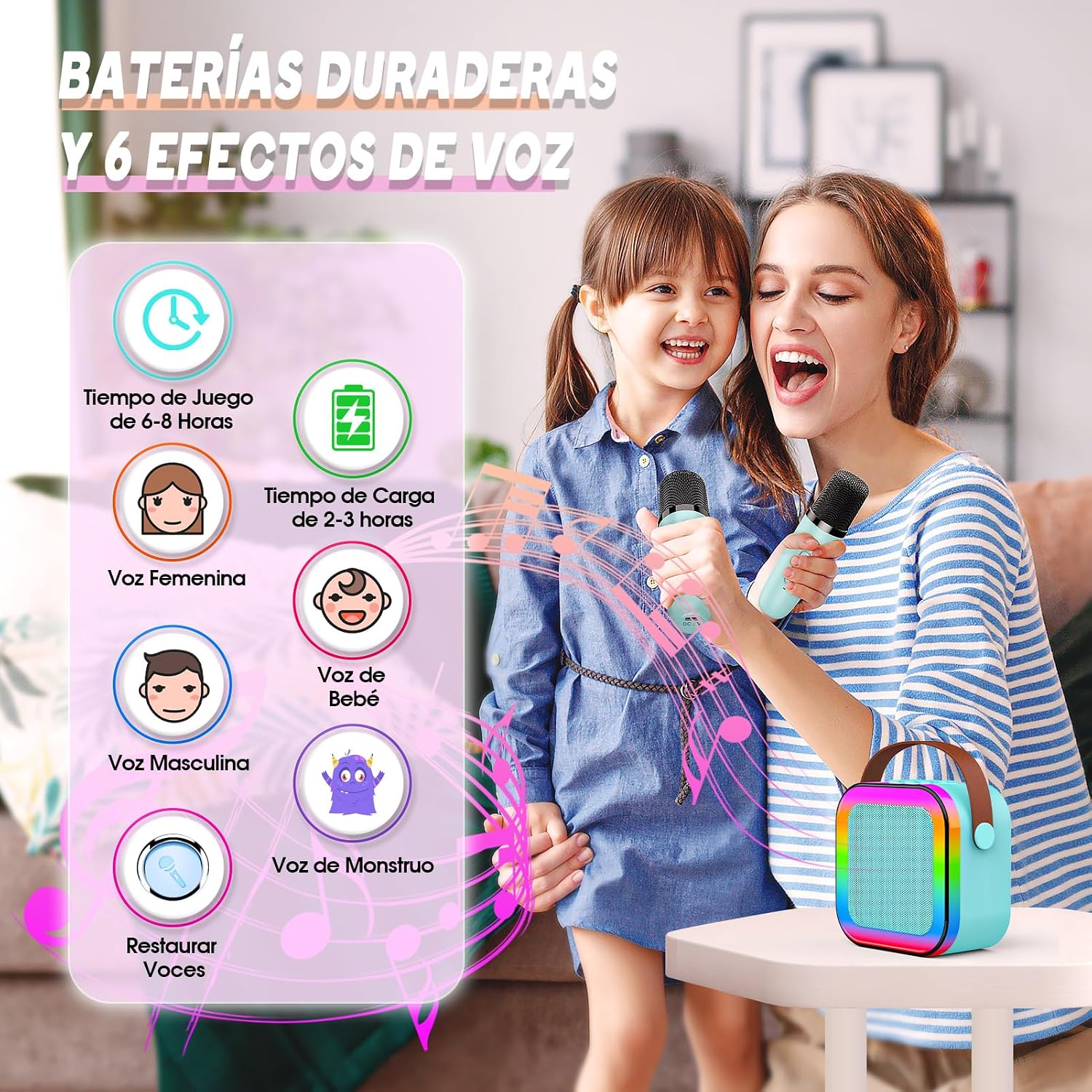 Thumbnail 2 de Dislocati Karaoke con 2 micrófonos Bluetooth