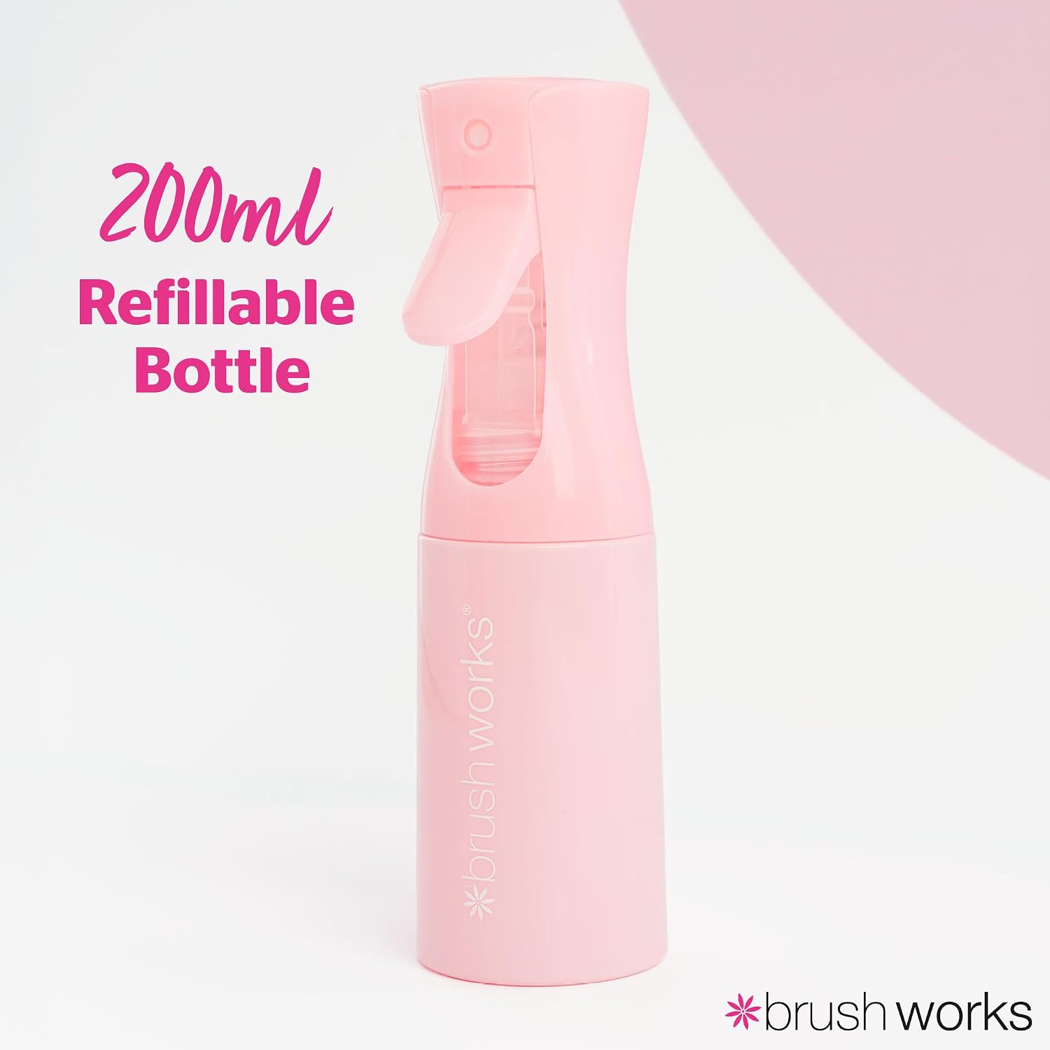 Thumbnail 1 de Brushworks Continuous Mist Water Spray Bottle 200ml (Pink) - Ultra-fine continuous mist spray bottle