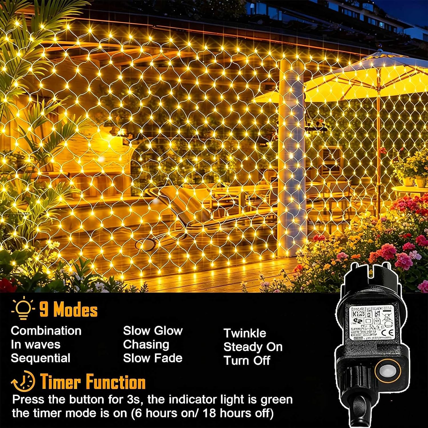 Thumbnail 3 de Joycome Rete Luminosa Natale esterno 3x2 m con 200 LED, spina, timer e 8 modalità