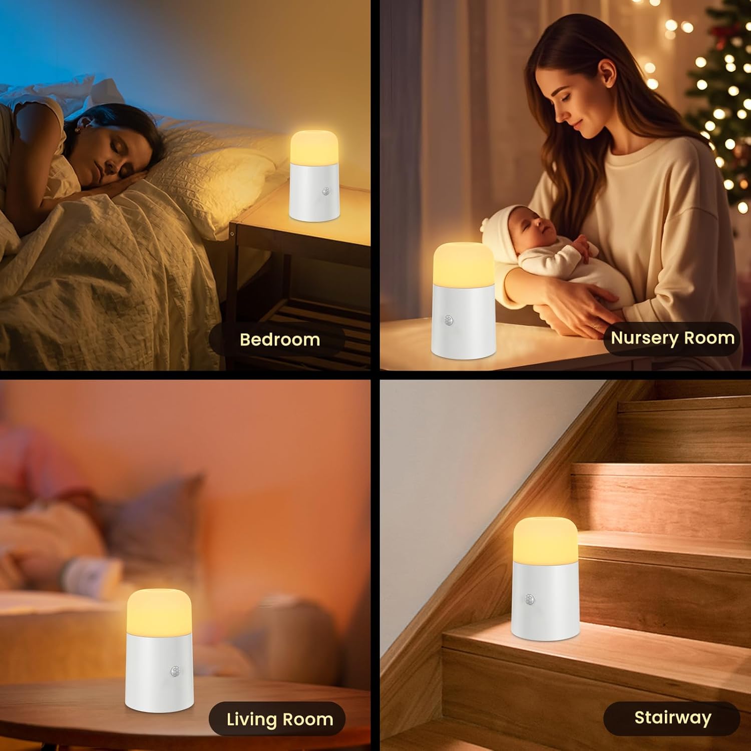 Thumbnail 6 de WARMTUYO Nachtlicht mit Bewegungsmelder – 2er-Set, batteriebetrieben, Warmweiß