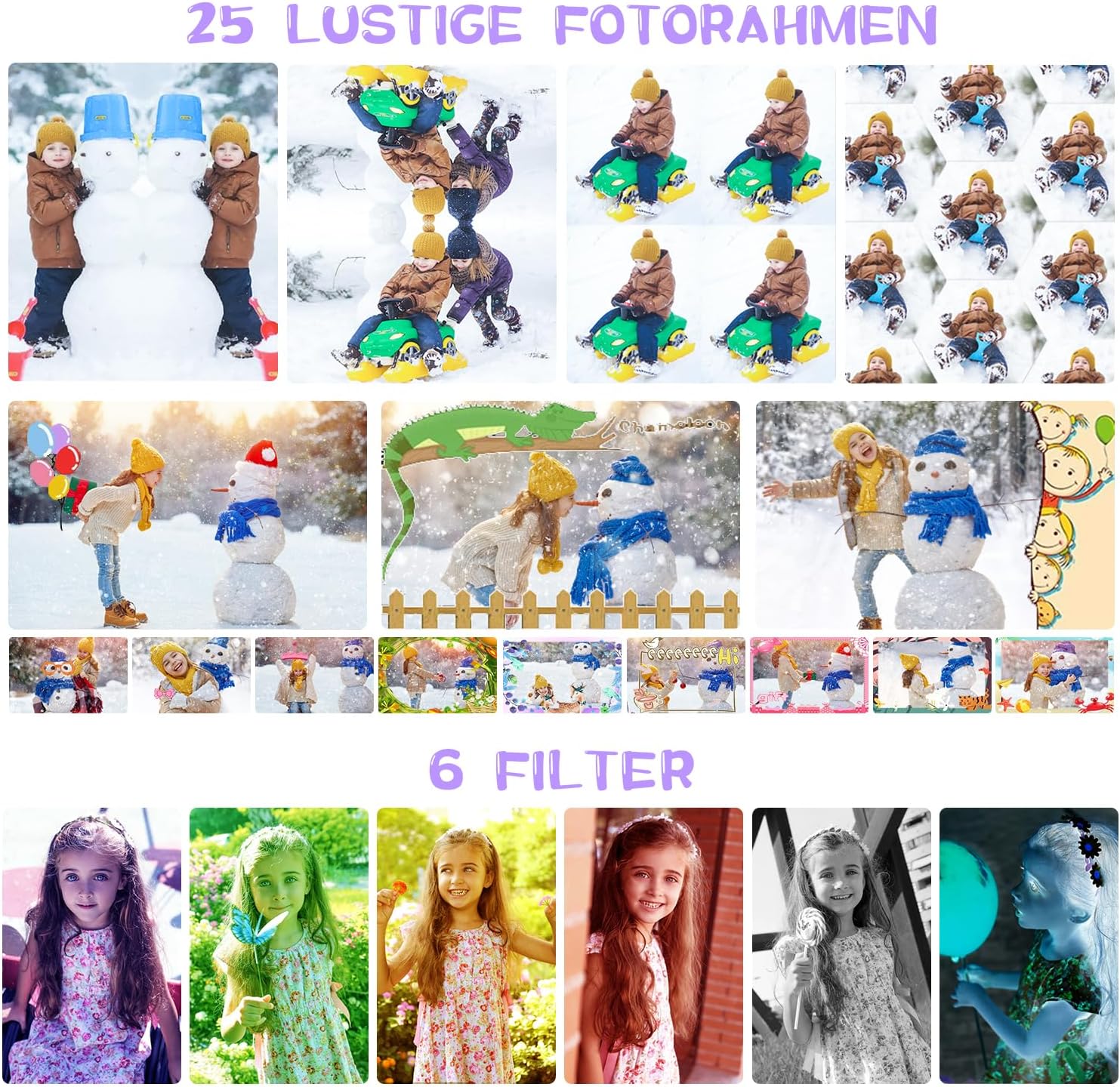 Thumbnail 4 de ARNSSIEN Kinderkamera X101 – 2,4" IPS-Bildschirm, 180° Klapp-Linse, 32 GB Speicher