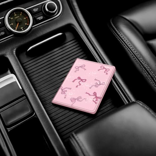 Detalle de FINTIE KFZ Fahrzeugschein Hülle und Versicherungshalter, Rosa Schleife – praktische Karten- und Dokumentenmappe