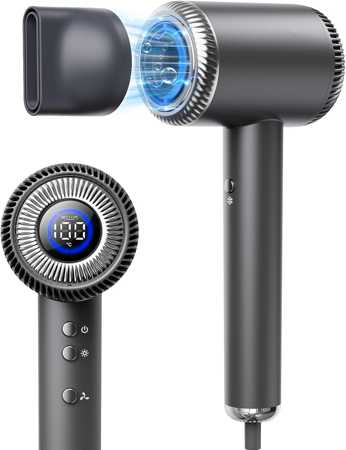 Detalle de BESTOPE PRO Haartrockner – Reiseföhn mit 6 Temperaturstufen, 5 Windgeschwindigkeiten und kinderfreundlichem Modus