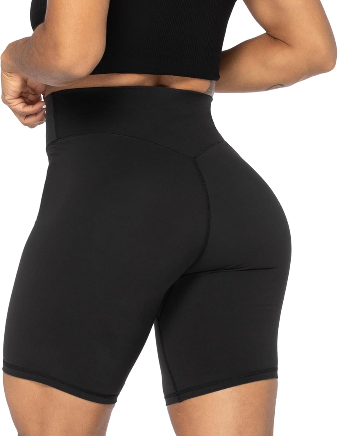 Detalle de Sunzel No Front Seam High Waist Biker Shorts for Women (Squat Proof) — Yoga, Gym & Bike Workout