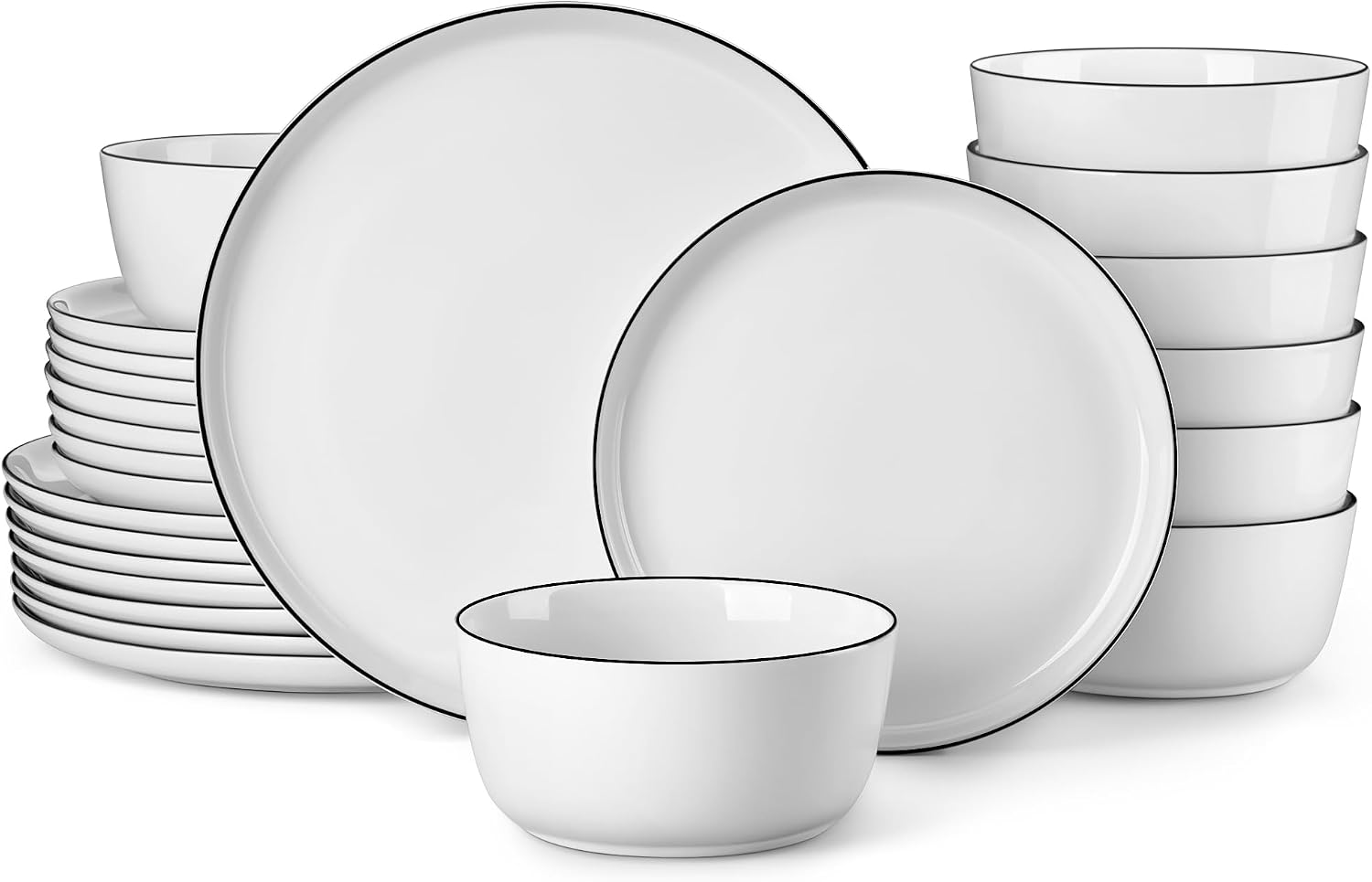Detalle de MALACASA Lexi 24-Piece Gourmet Porcelain Dinnerware Set (Service for 8)