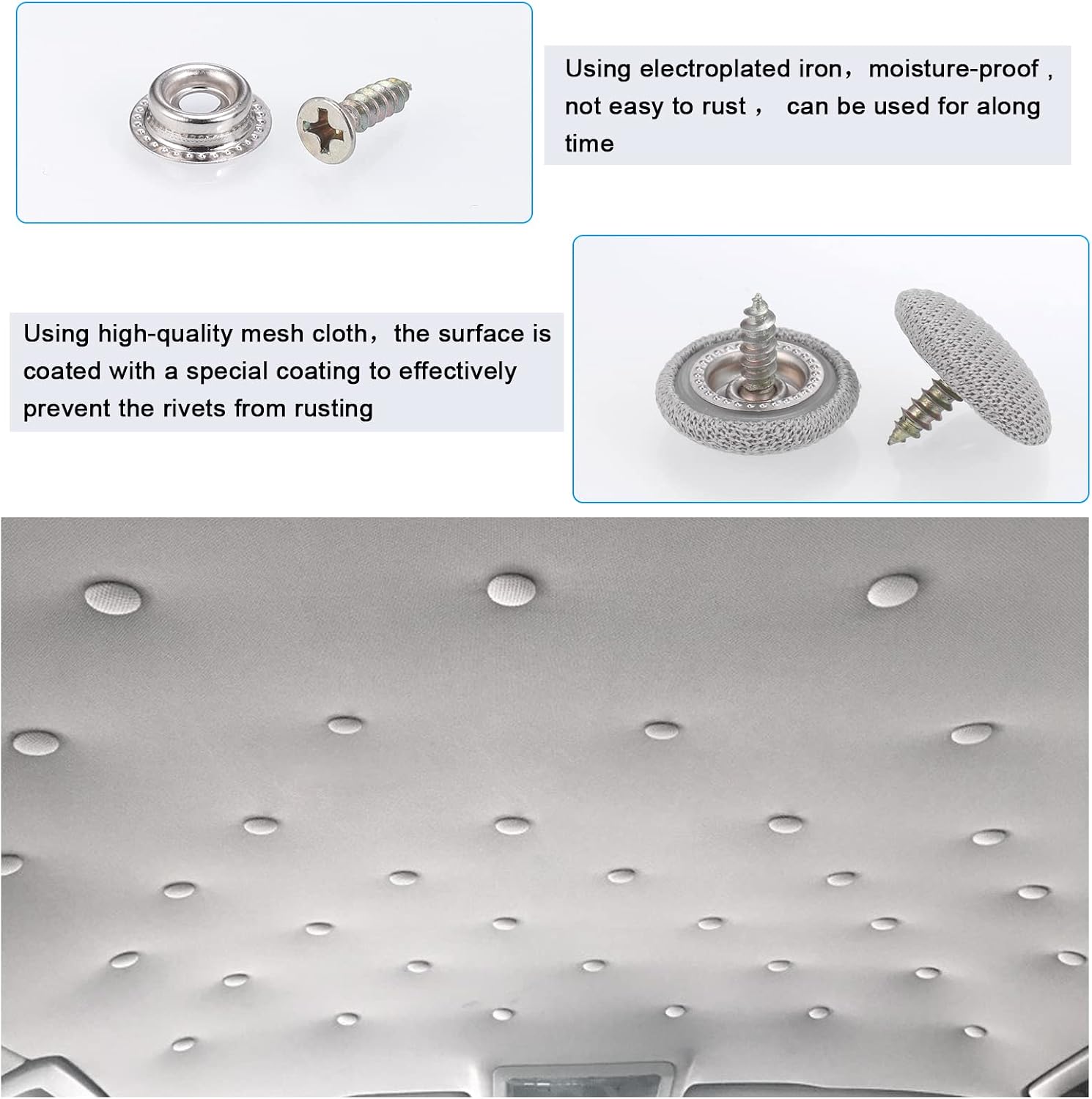 Detalle 2 de Zocipro Dachhimmel-Reparatur-Set (65 Stück) für Autohimmel-Nieten