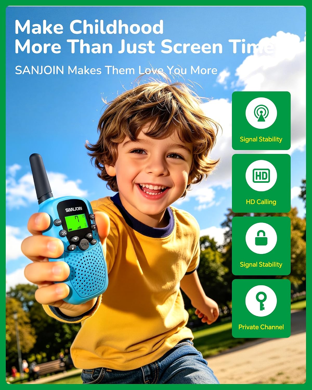 Detalle de Rechargeable Kids Walkie Talkies (2000mAh) for Ages 3–12 — 2-Way Radios with Long-Lasting Battery