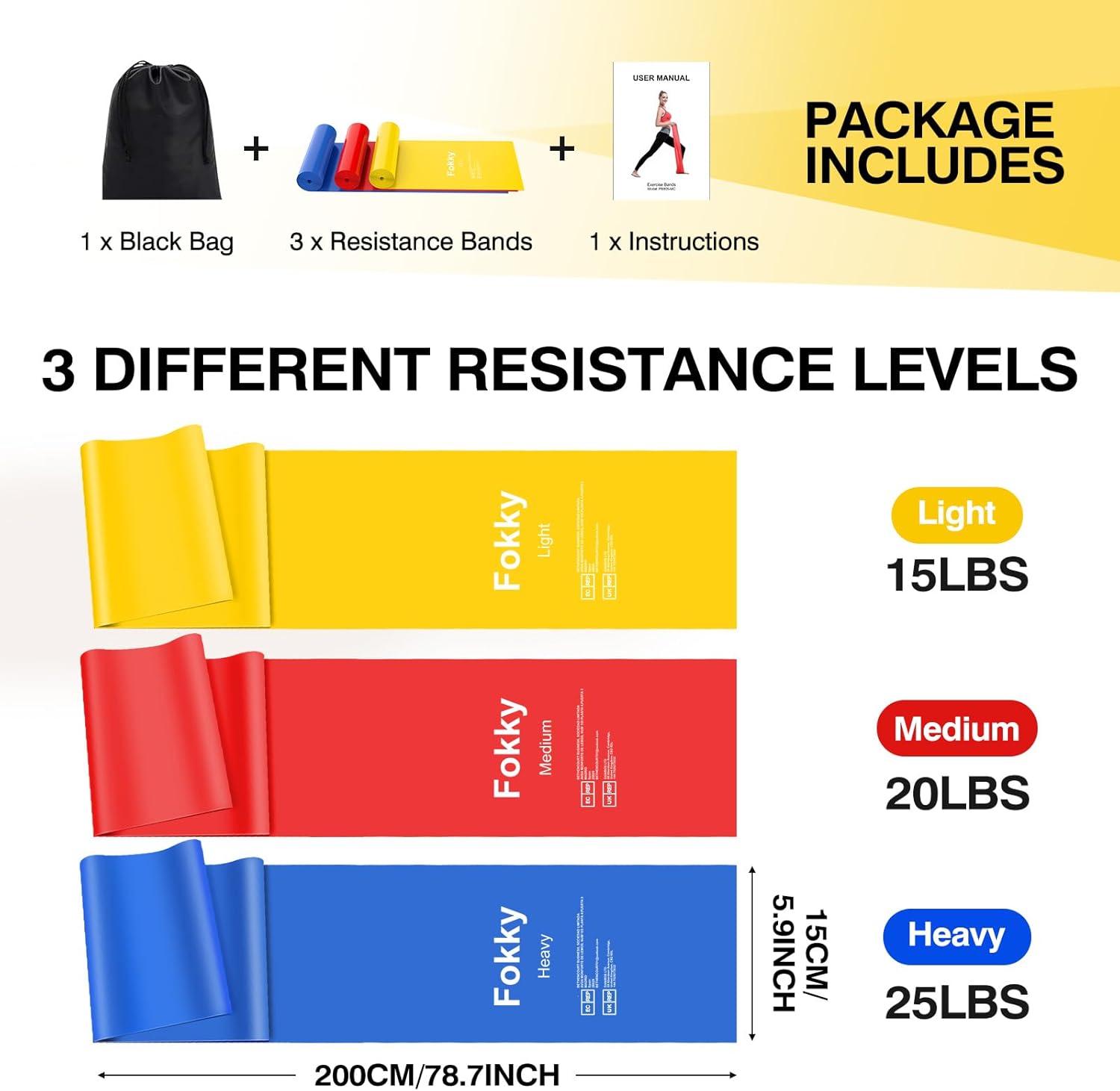 Detalle 2 de Fokky Fitnessbänder 1,5 m Resistance Bands Set