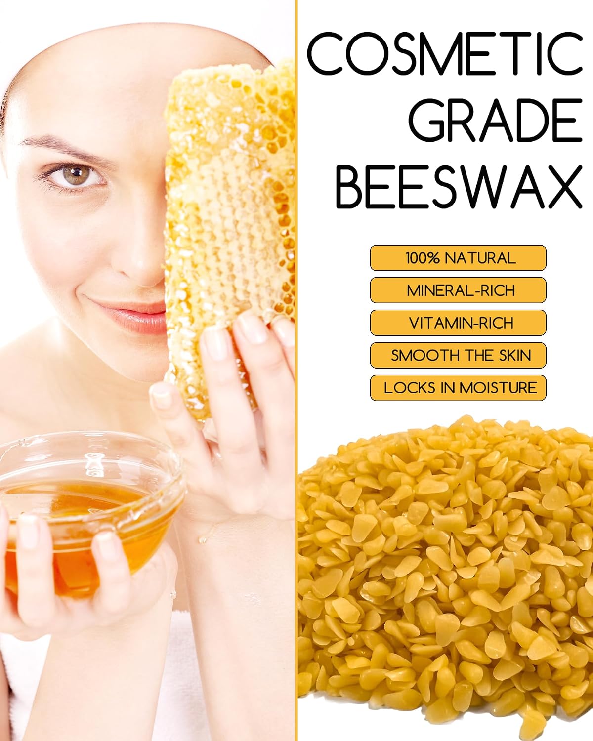 Detalle de TRINIDa Beeswax Pellets, 2LB Yellow Wax for Candles and DIY Body Care