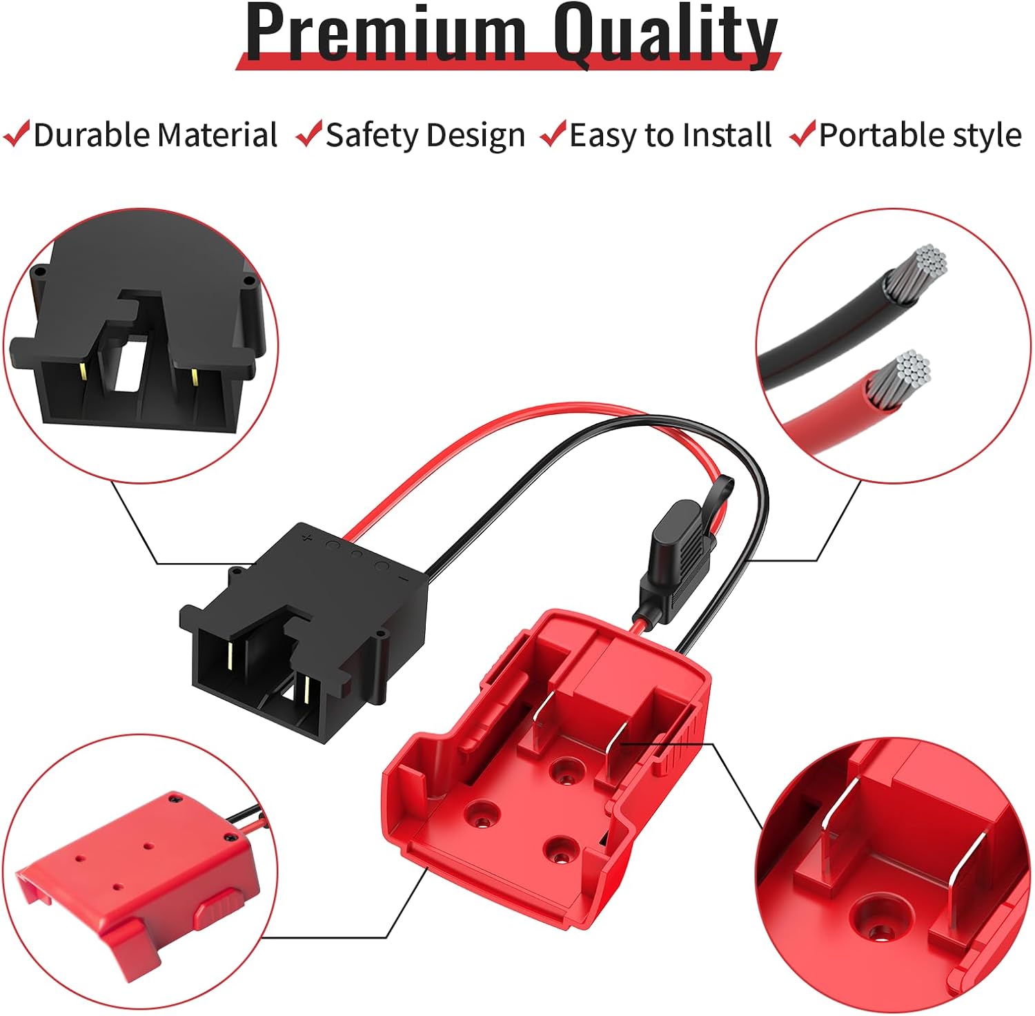 Detalle 2 de Kzreect Wire Harness-Blue1 Ride-On Toy Battery Adapter, 12 AWG, 40A Fuse