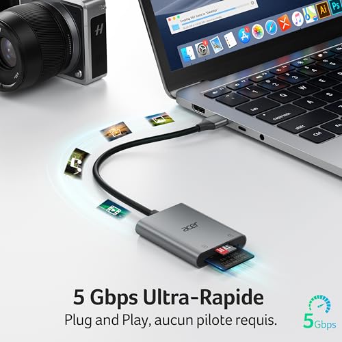 Detalle de Acer Lecteur de Carte SD USB 3.0 avec câble 170MB/s en Aluminium UHS-I
