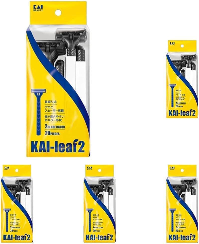 Thumbnail 6 de 貝印 KAI leaf メンズ使い捨てT字カミソリ 2枚刃・首振り式 60本入り