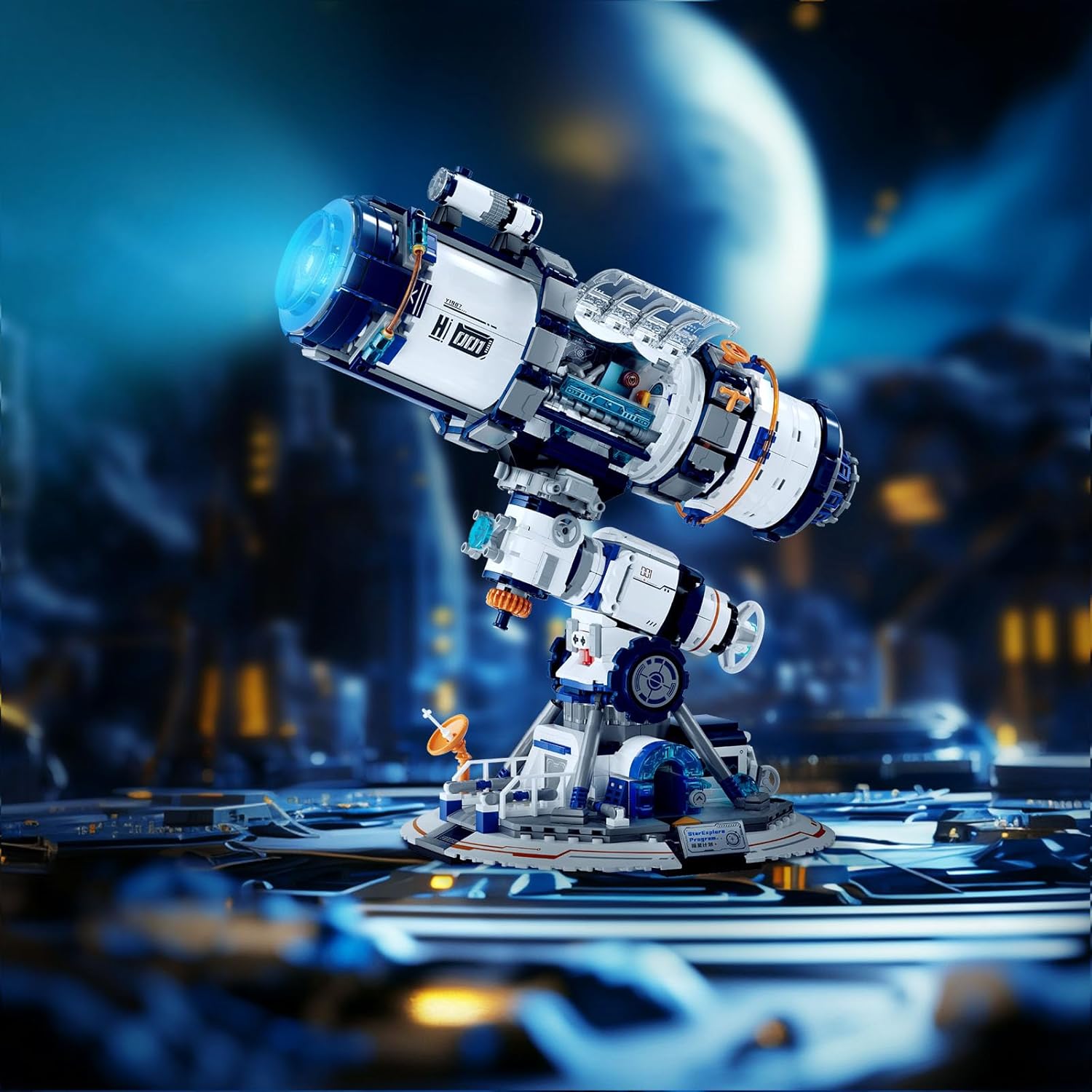 Detalle 2 de JMBricklayer Space Telescope Building Set (995 Pieces) with Lights – A Detailed Look