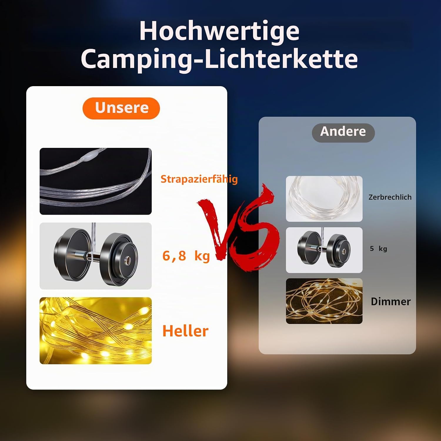 Detalle de Phylosal Camping-Lichterkette 10 m