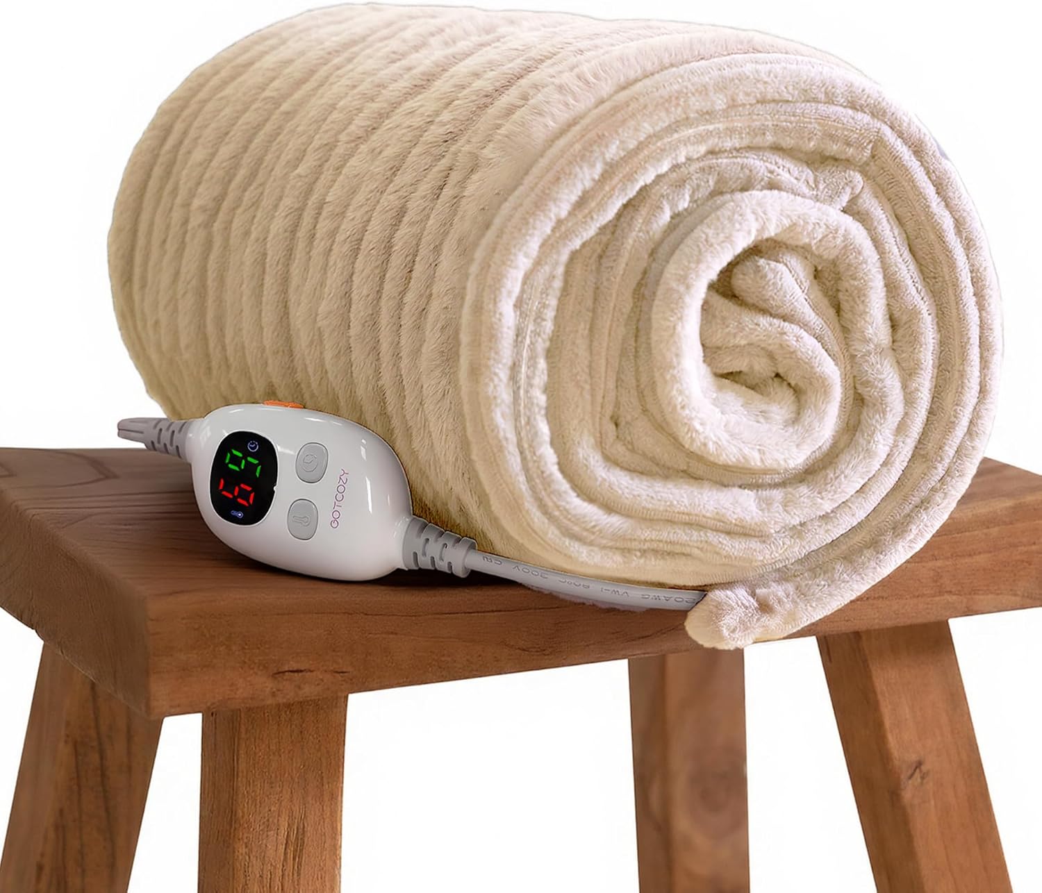 Detalle de GOTCOZY Heated Throw Blanket, 50" x 60", Ribbed Faux Fur, Adjustable Heat