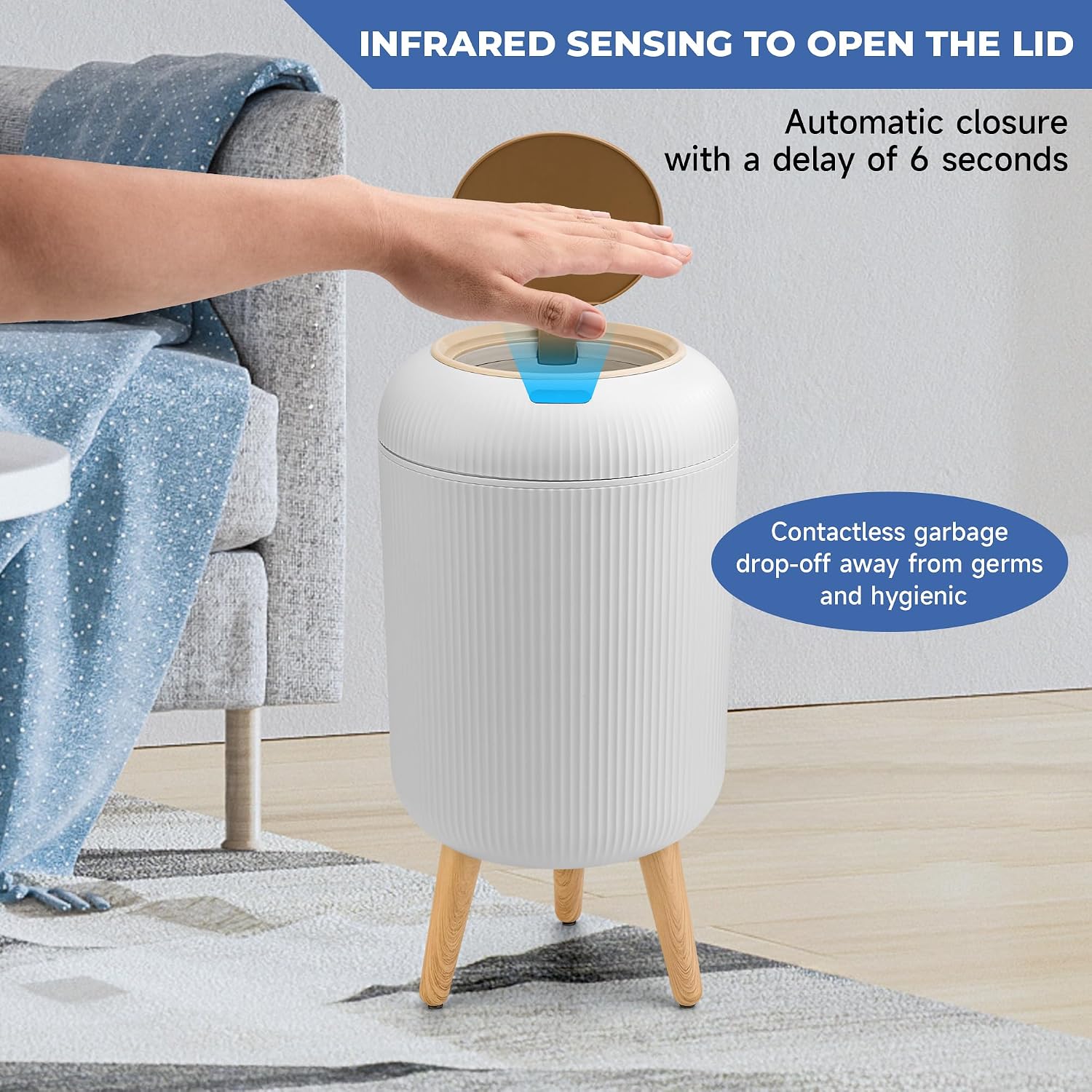 Detalle 2 de Pukomc Automatic Trash Can 12L sensor 🗑