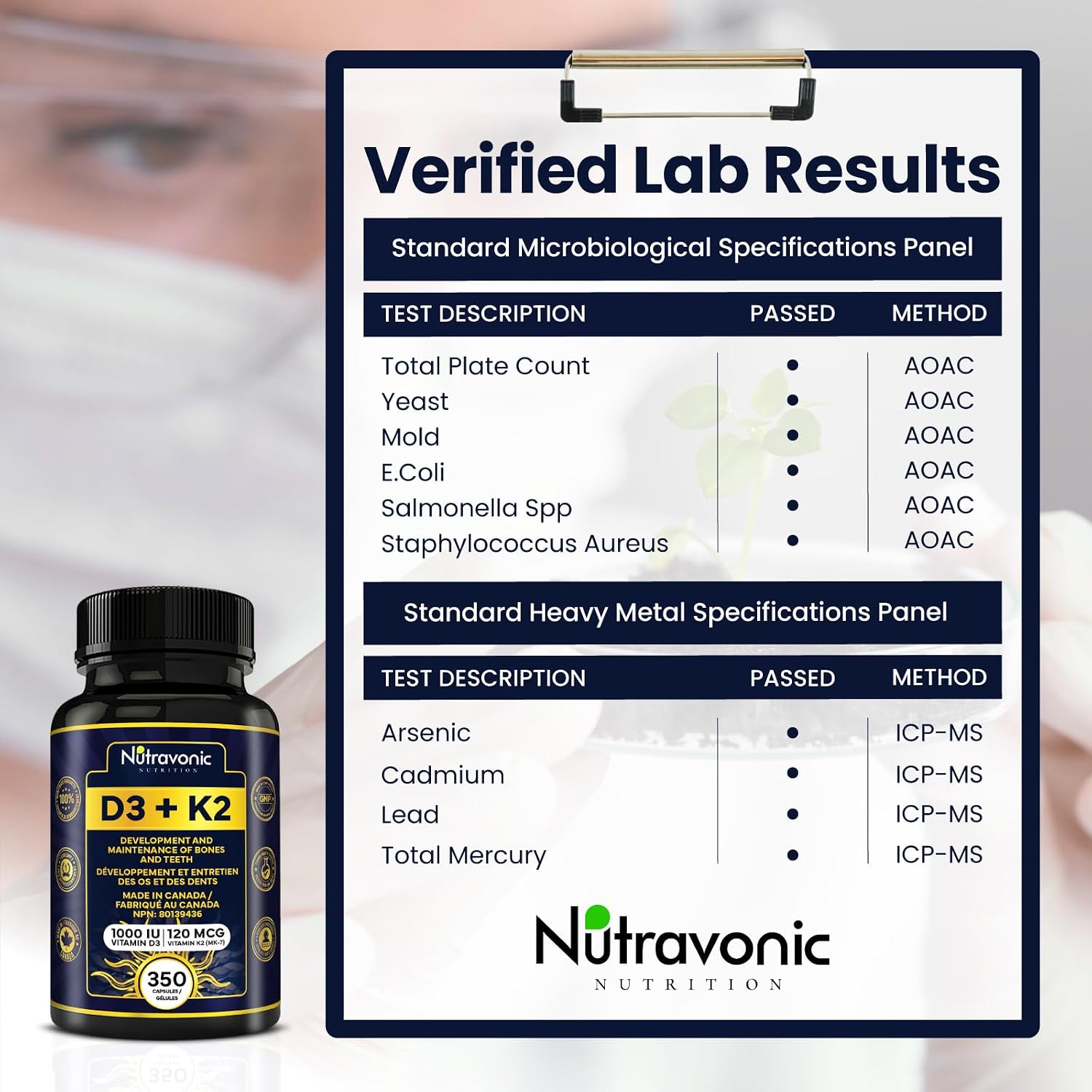 Thumbnail 6 de Nutravonic Nutrition Vitamin D3 + K2, 1,000 IU, MK-7, 350 Capsules