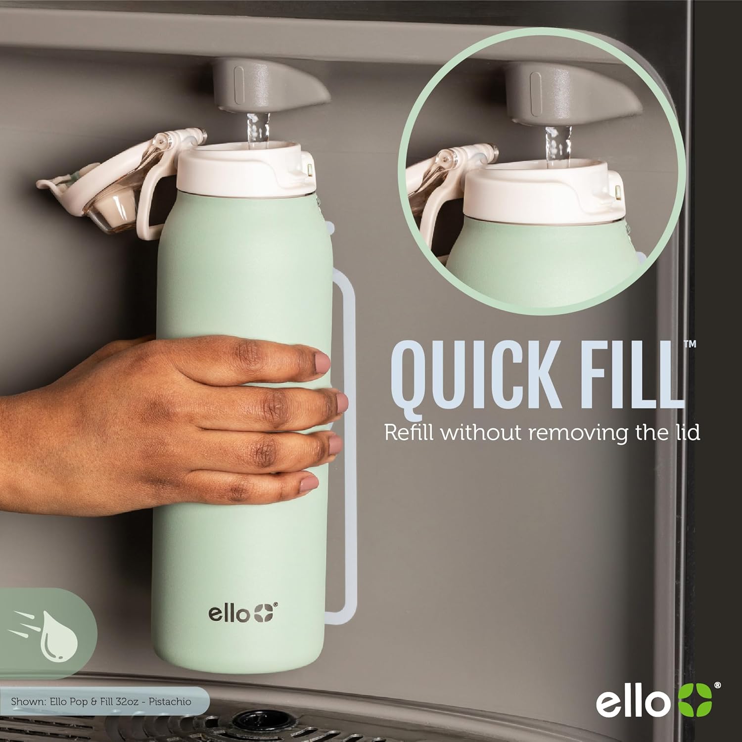 Thumbnail 1 de Ello Pop & Fill Stainless Steel Bottle 32 oz 💧