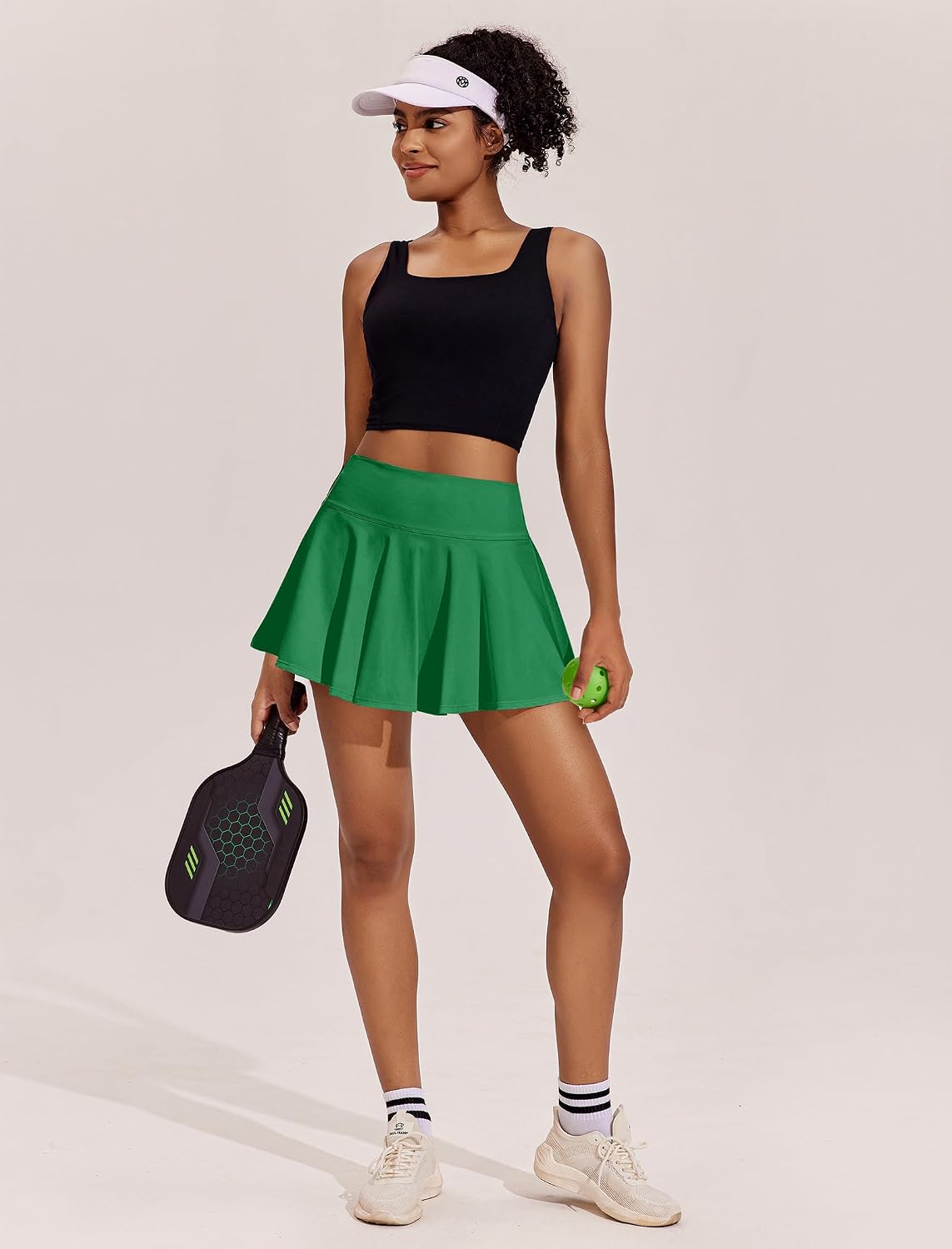 Detalle de PINSPARK Pleated Women's Tennis Skort with Pockets and High Waist