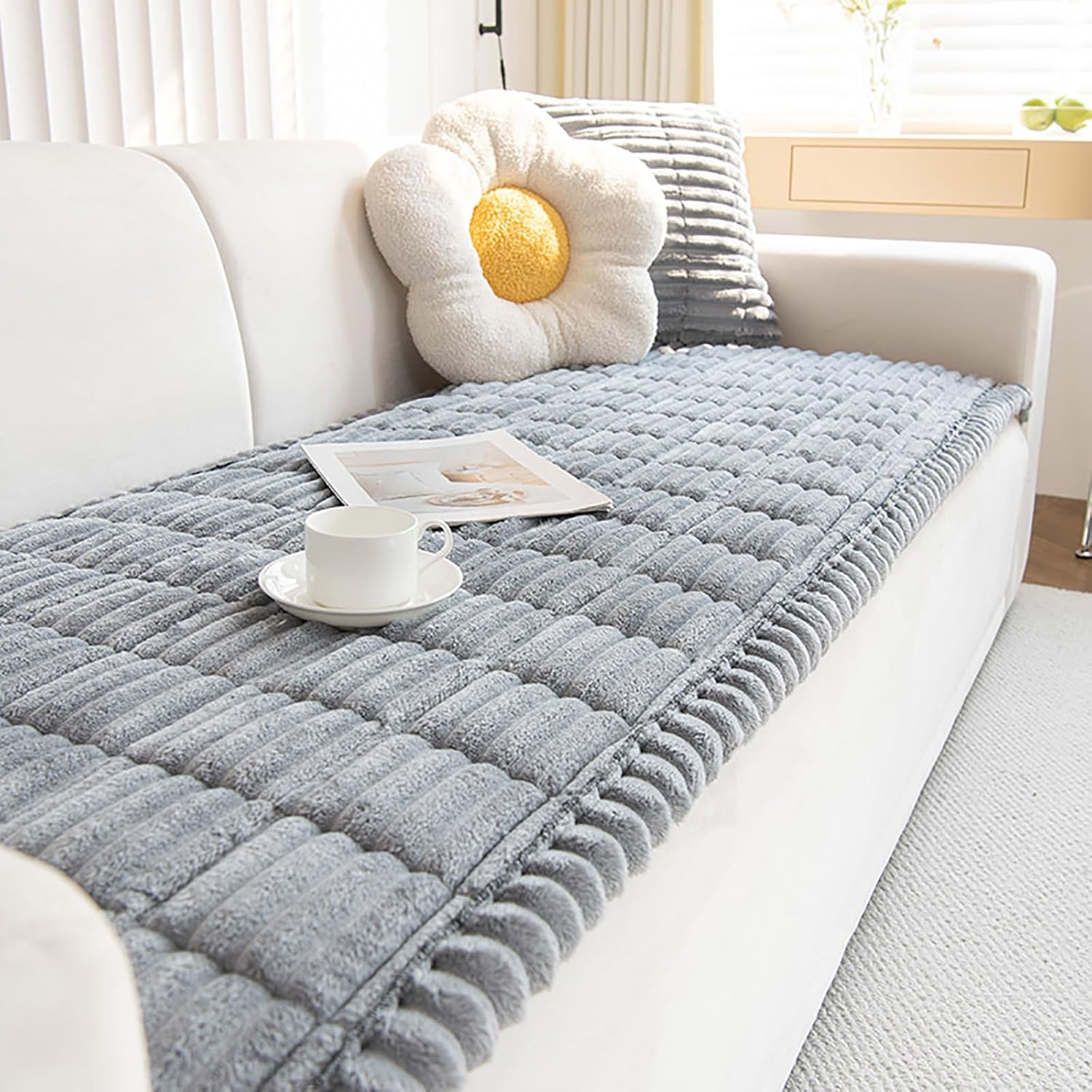 Detalle de ZQFFB Pet Couch Cover 3-Seater Non-Slip 🛋