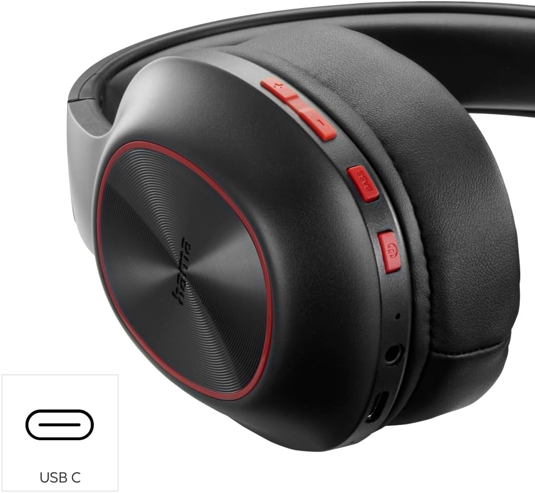Detalle de Hama Bluetooth Over-Ear Kopfhörer Spirit Calypso III mit bis zu 60h Akku, Bass Boost, Multipoint & faltbar (schwarz)