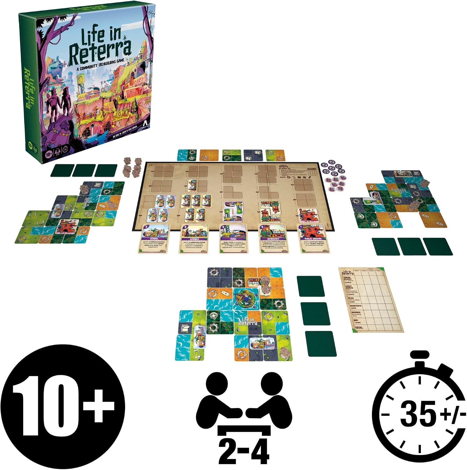 Thumbnail 1 de Life in Reterra Strategy Board Game: tile-laying spatial puzzle with wooden pieces & premium storage (2–4 players)