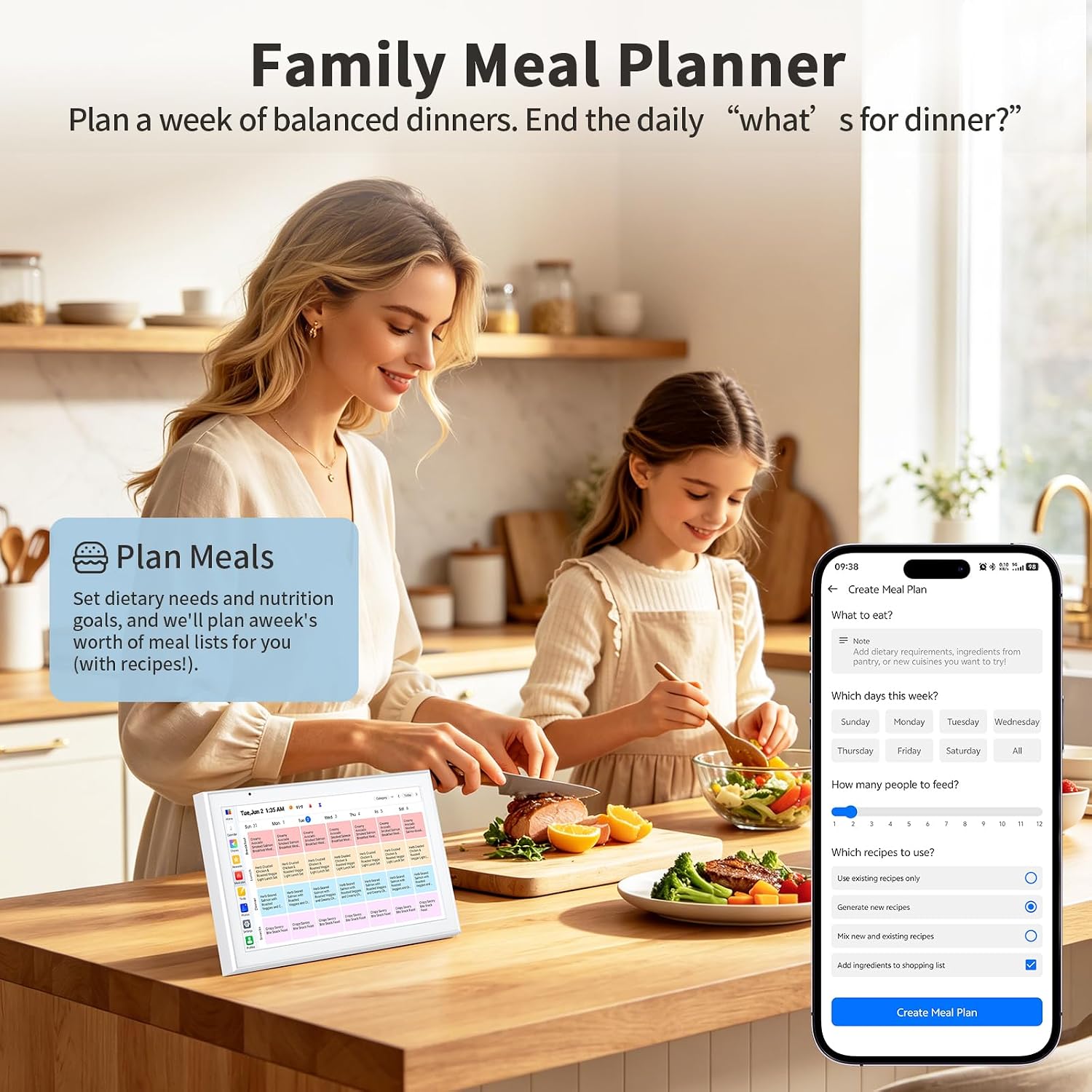 Detalle de VEJLD 10.1-Inch Smart Family Calendar with 1080p Touchscreen and Photo Frame
