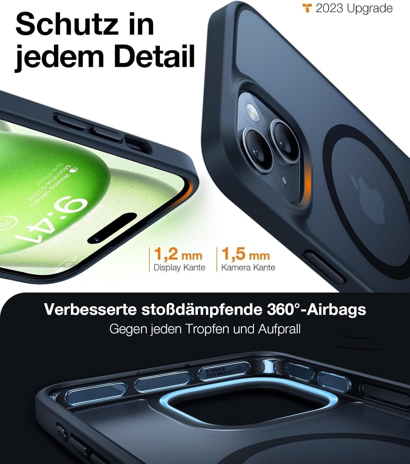 Thumbnail 6 de TORRAS iPhone-13-Hülle mit MagSafe: stoßfestes 12FT Case mit 15W-Schnellladung und samtigem Finish (matt schwarz)