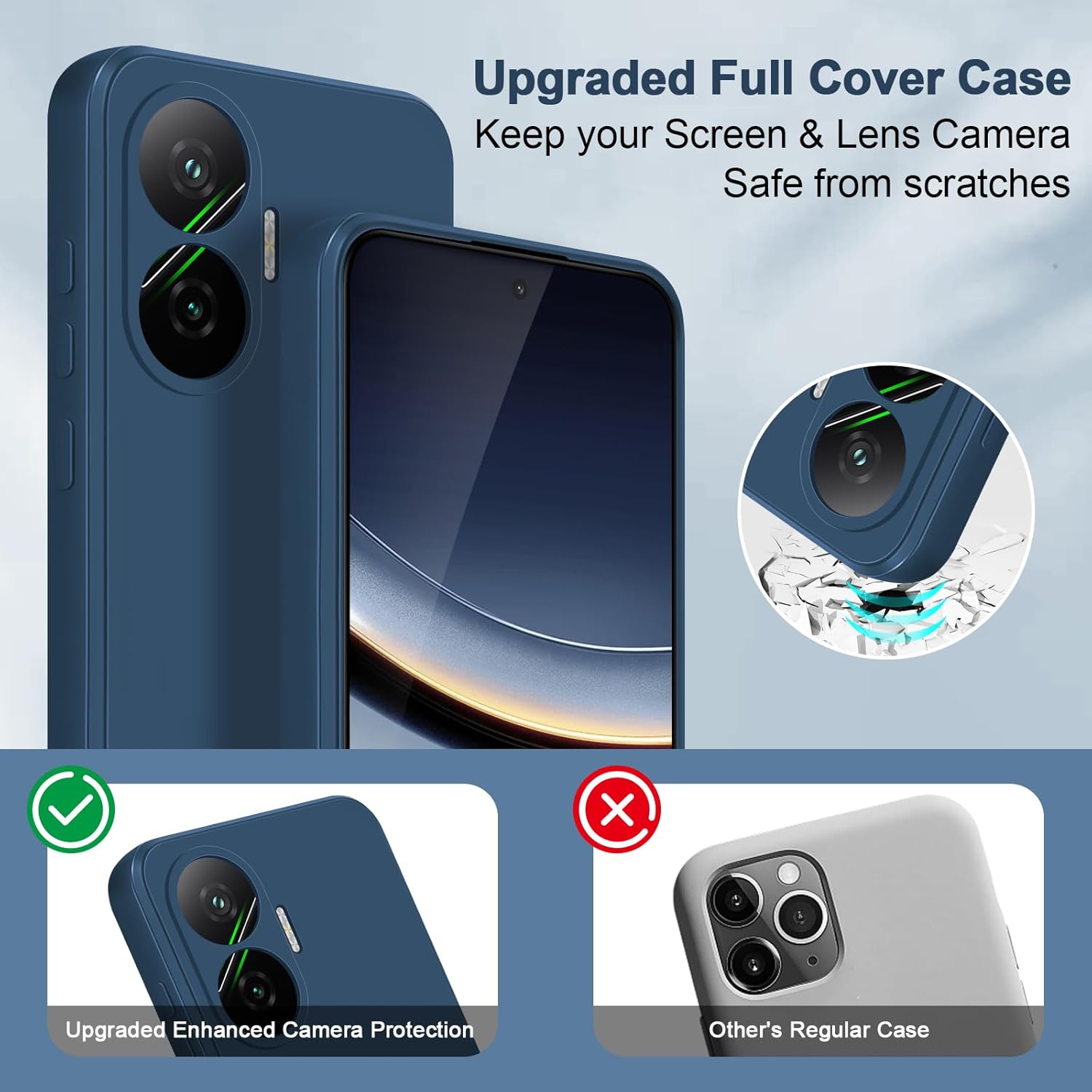 Thumbnail 1 de Btstring Hülle für Xiaomi Poco F7 – Silikon-Case mit mikrofaserweichem Futter (blau)