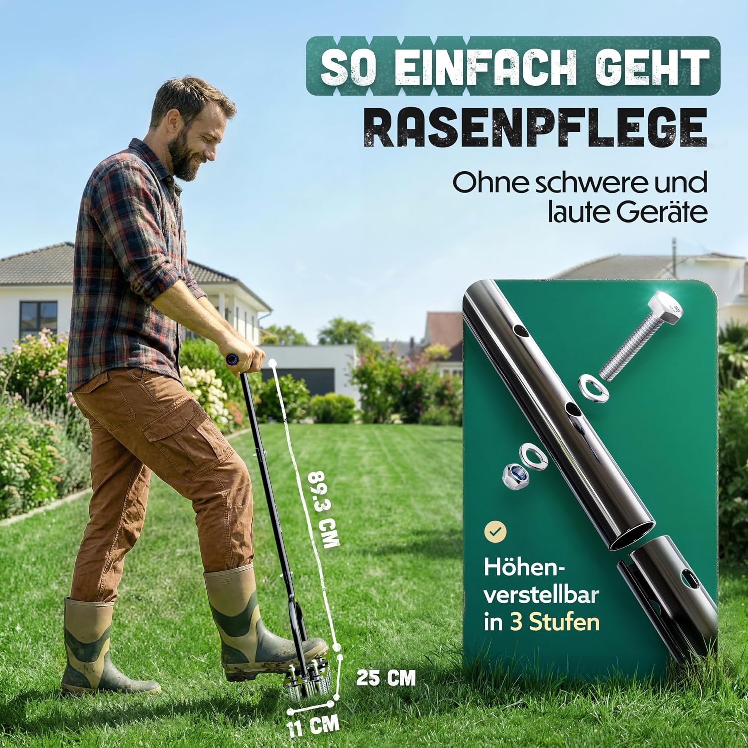 Detalle de RASENKÖNIG Rasenlüfter-001 handmatige gazonbeluchter met dubbele veer