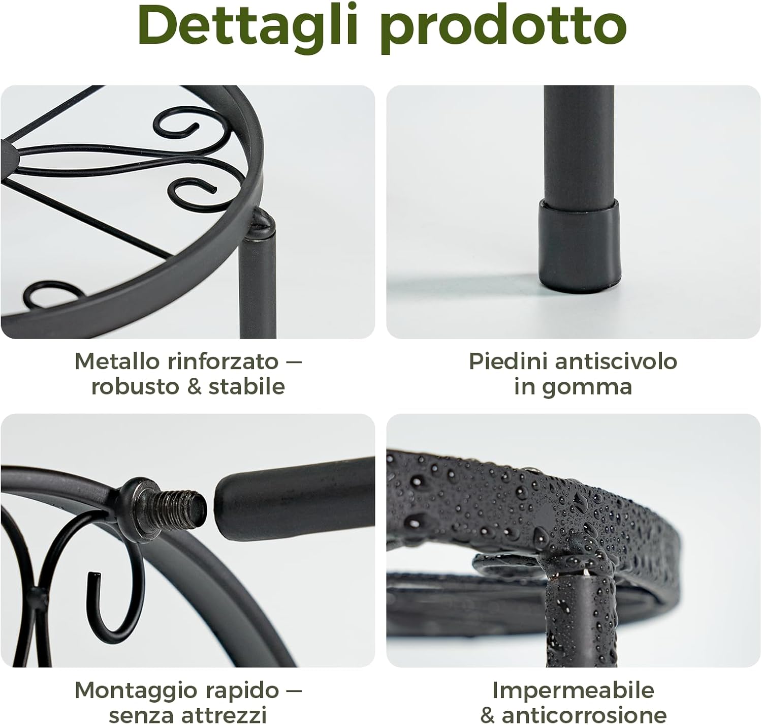 Thumbnail 5 de Bamworld set da 5 porta piante da esterno in metallo nero, piedistalli rotondi (Ø 28/25/23/20/17 cm)