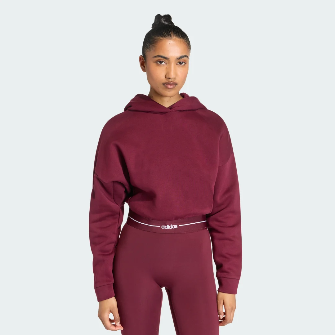 Detalle de Sudadera corta con capucha Hyperglam de Adidas – Burgundy