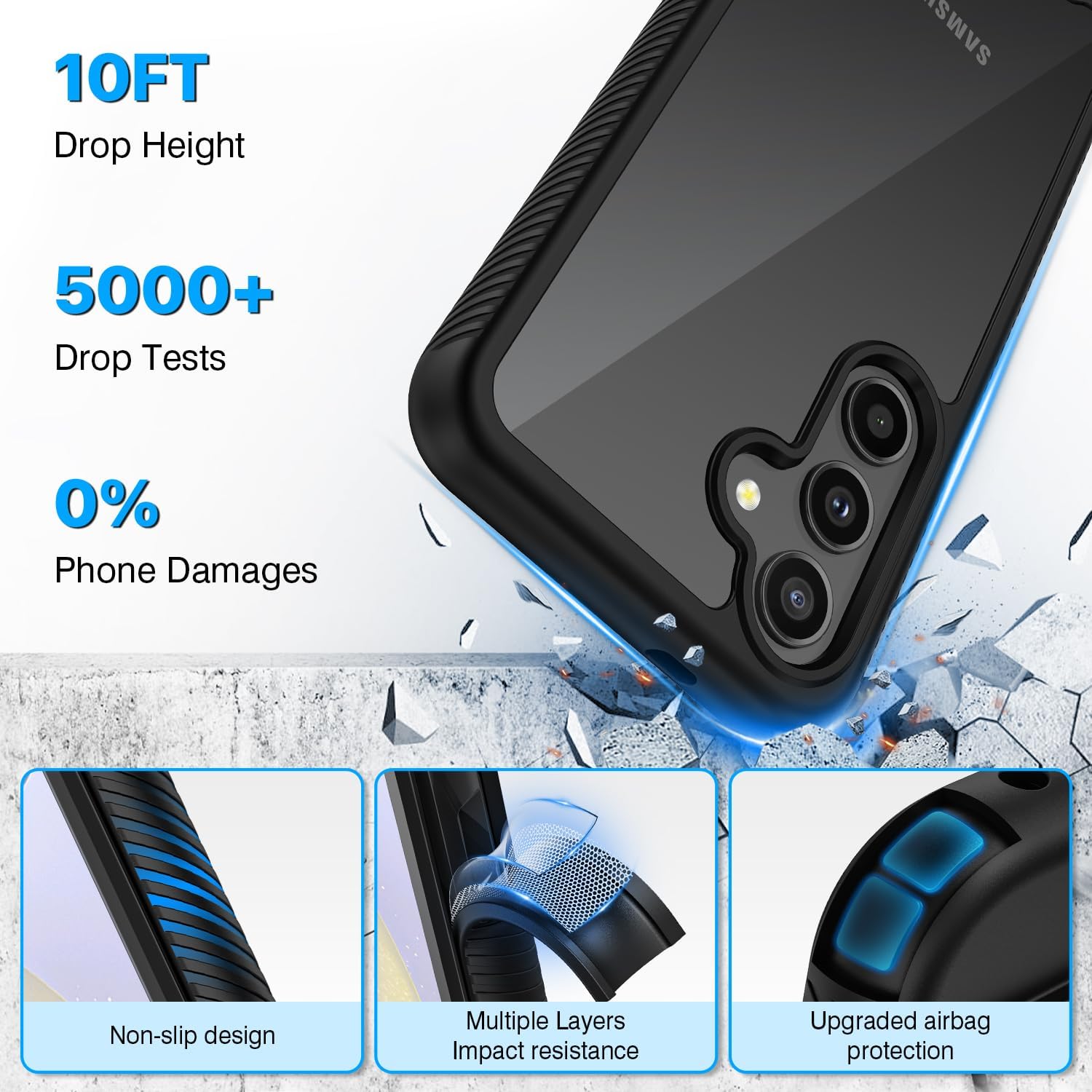 Thumbnail 3 de CENHUFO Built-in Screen Protector Case for Samsung Galaxy S24 5G – 360° Rugged Clear Cover