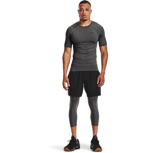 Detalle de Under Armour HeatGear Compression Shirt pour hommes – Carbon Heather/Black (XS)