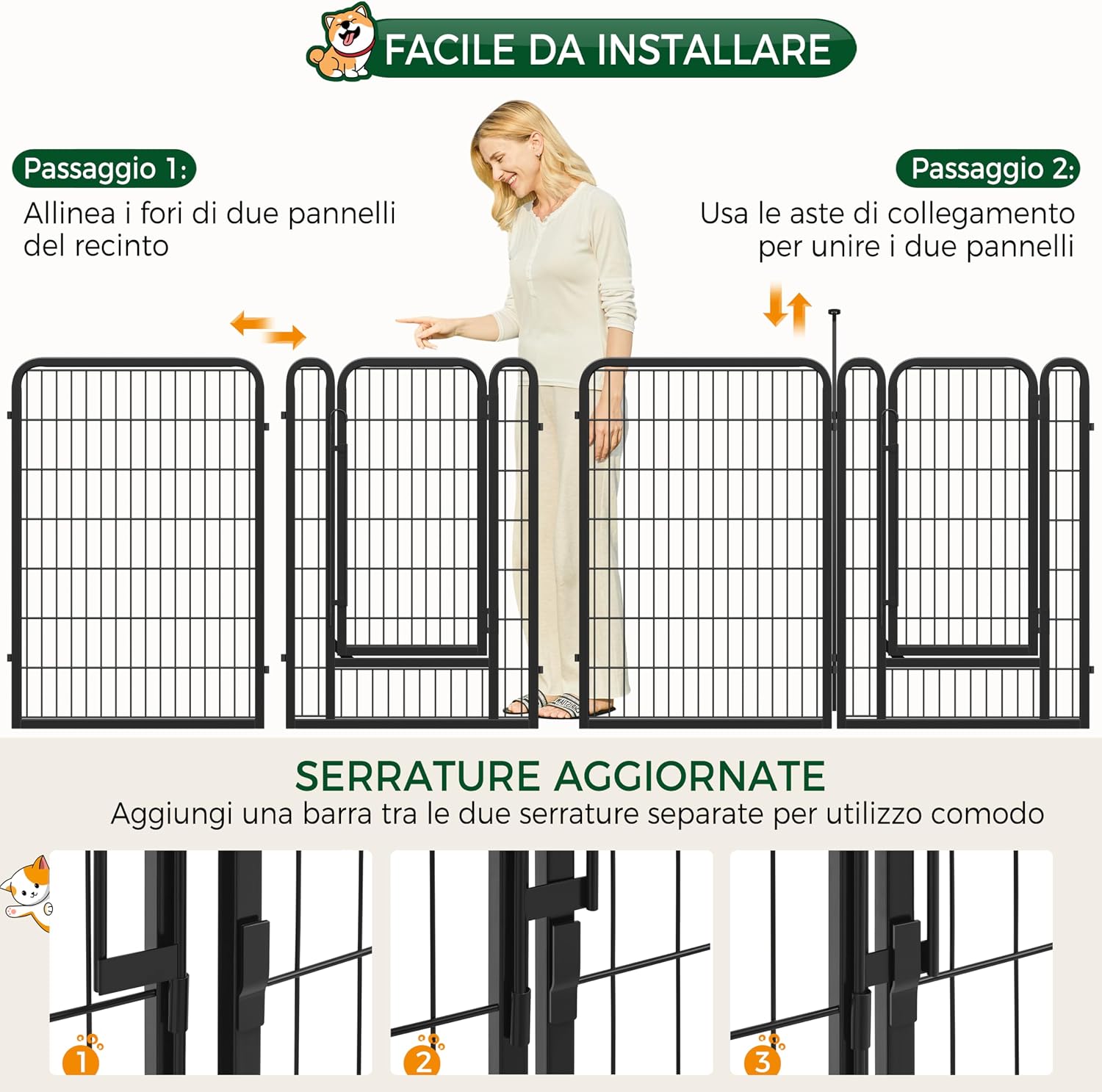 Detalle de Yaheetech Recinto per Cani e Animali - 8 Pannelli, 100,5 cm, Pieghevole e Portatile
