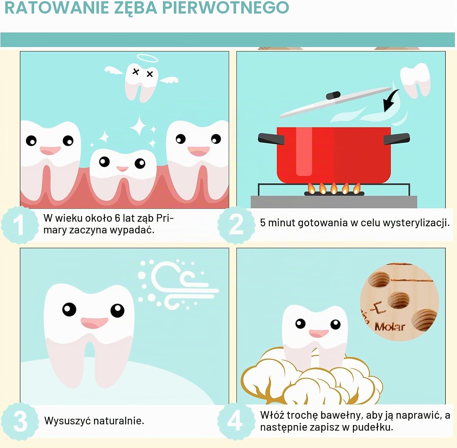 Detalle de Aolso 3777338 – drewniane pudełko na mleczne zęby, 20 przegródek, sosna