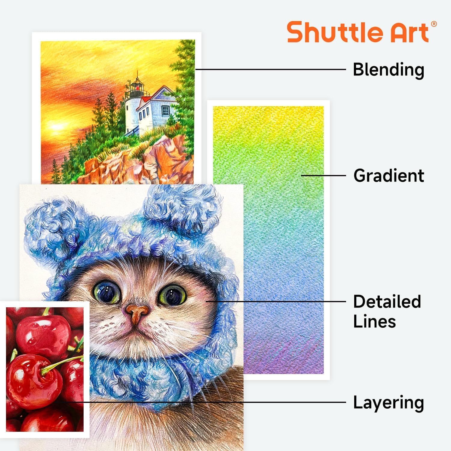 Thumbnail 5 de Shuttle Art 138 Colours Professional Soft Core Colouring Pencils Set (with colouring book, sketch pad & metal case)