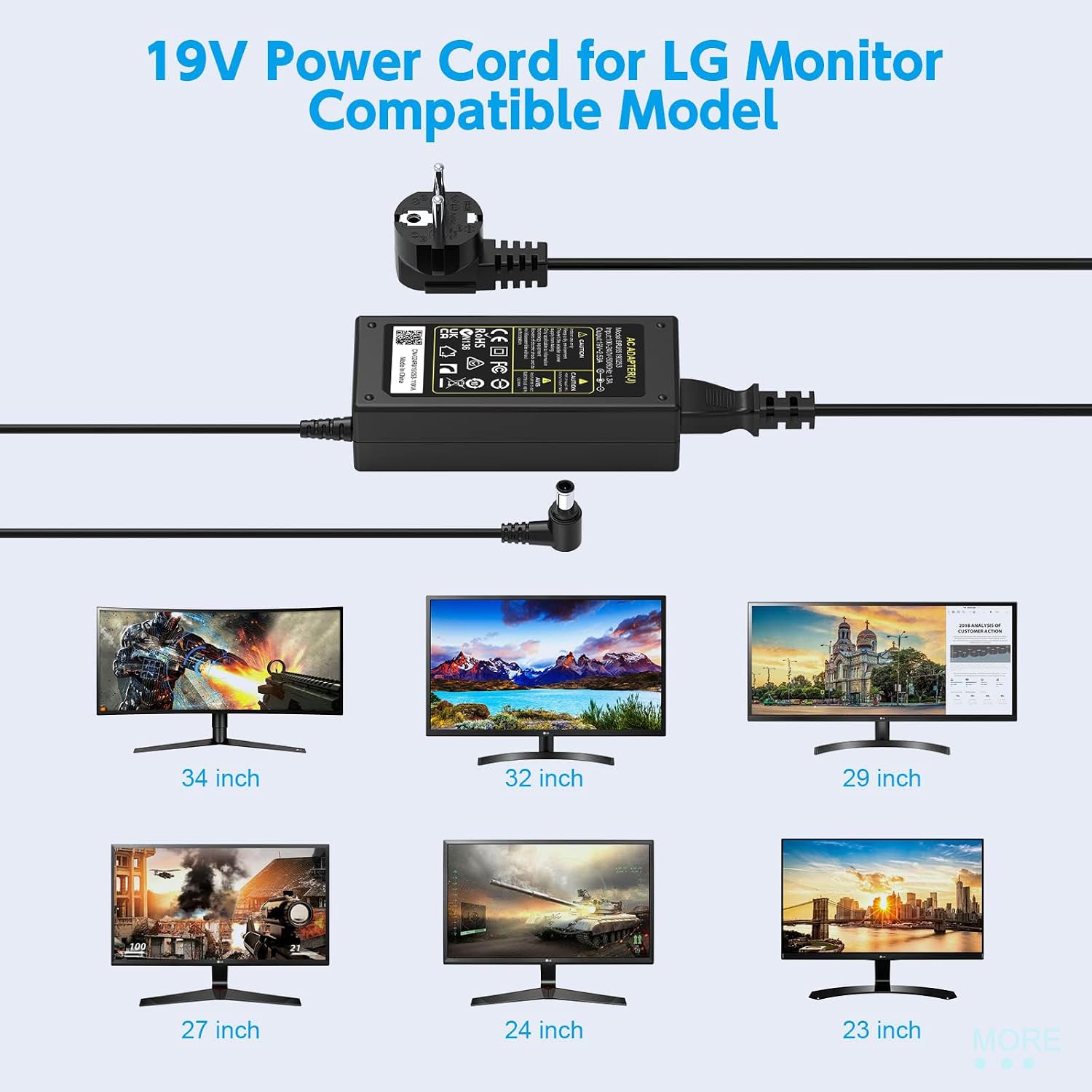 Thumbnail 4 de shefor 19V 2.53A Alimentatore compatibile per monitor