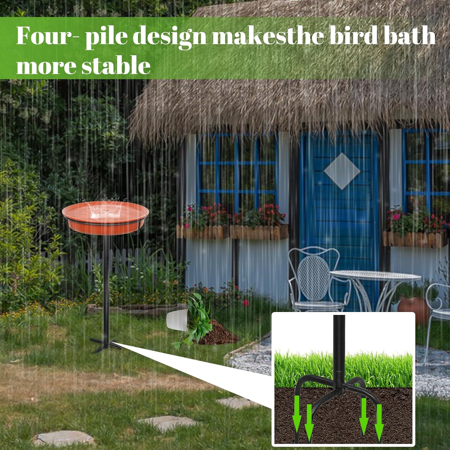 Thumbnail 2 de Stand-Vogeltränke für den Garten mit Wasserstelle und Frostschutz – Vogelbad, 26,5 cm Schüssel (C)Giyiprpi