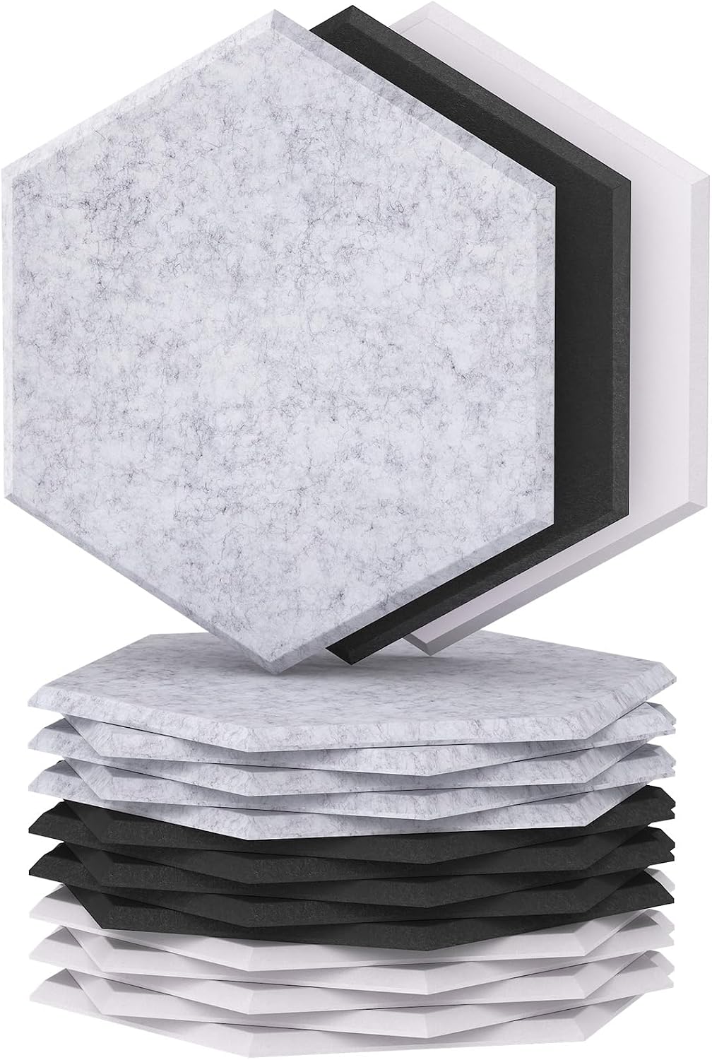Detalle de TONOR Set di 12 Pannelli Acustici Murali Autoadesivi 30x26x1 cm – Pannello 3D Esagonale ad Alta Densità