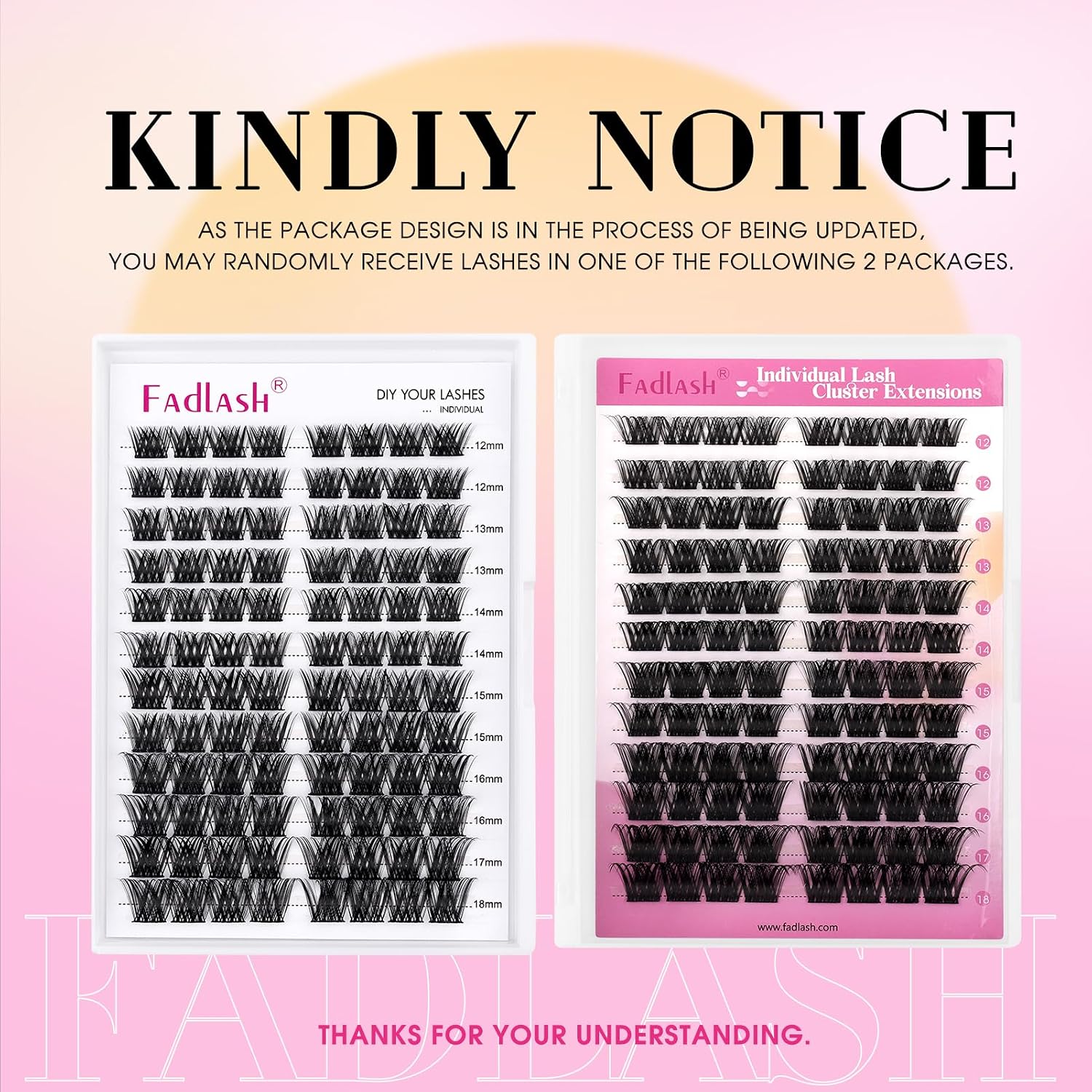 Detalle de Fadlash Individuelle Wimpern Extensions – 96 Büschel, 0.07 D Curl, 12–18 mm, DIY Wimpernverlängerung
