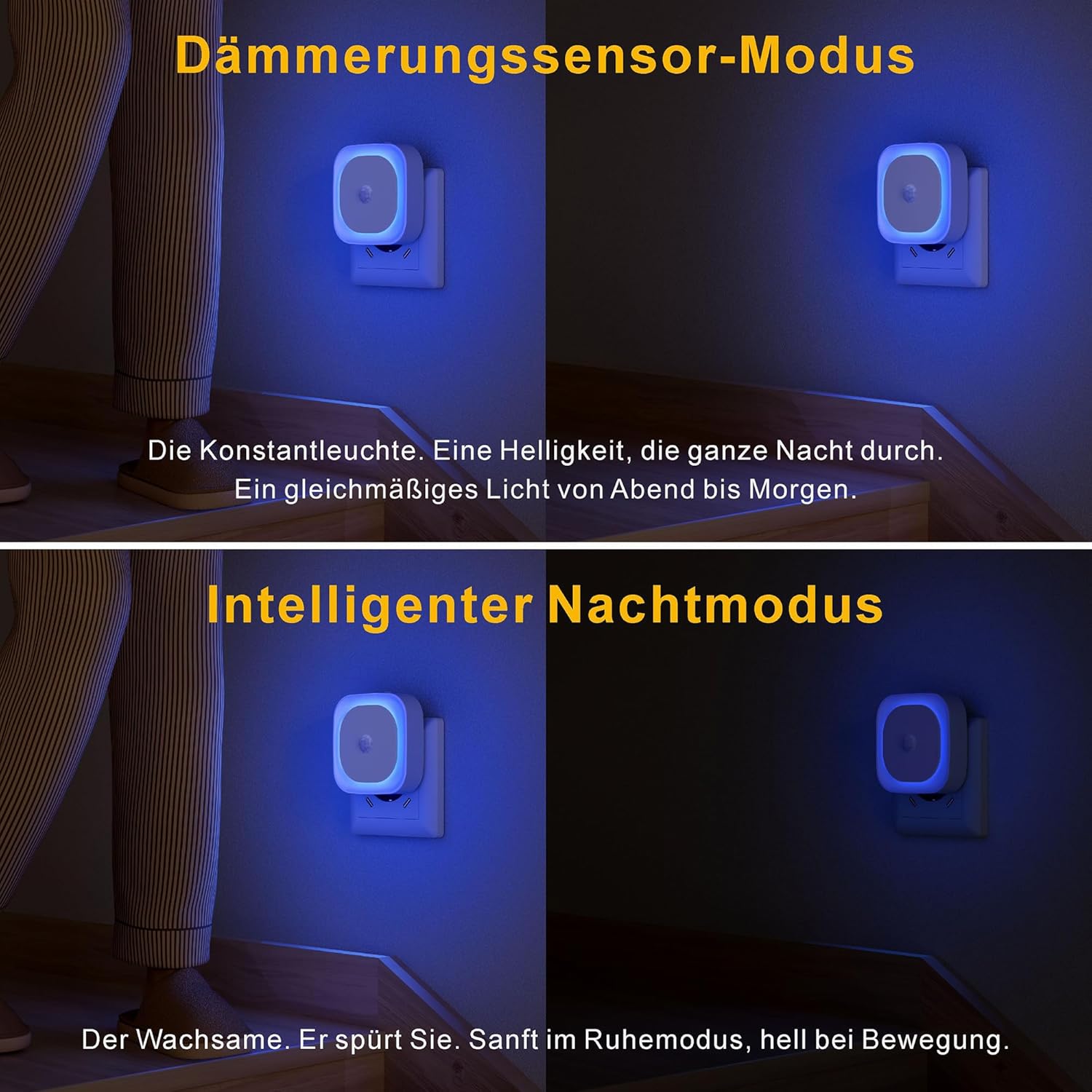 Thumbnail 2 de YUNLEX Nachtlicht Steckdose mit Bewegungs- und Dämmerungssensor, 2er-Set – dimmbar, 3 Sensormodi