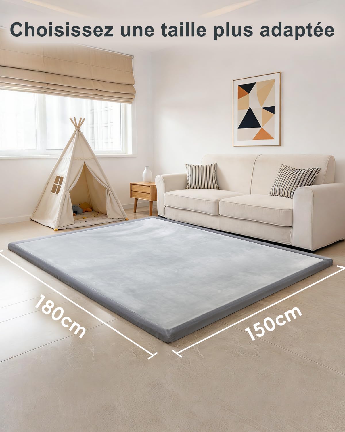 Thumbnail 1 de Favodormir Tappeto per Gattonamento 150x180x3 cm – Neonato, Grigio chiaro