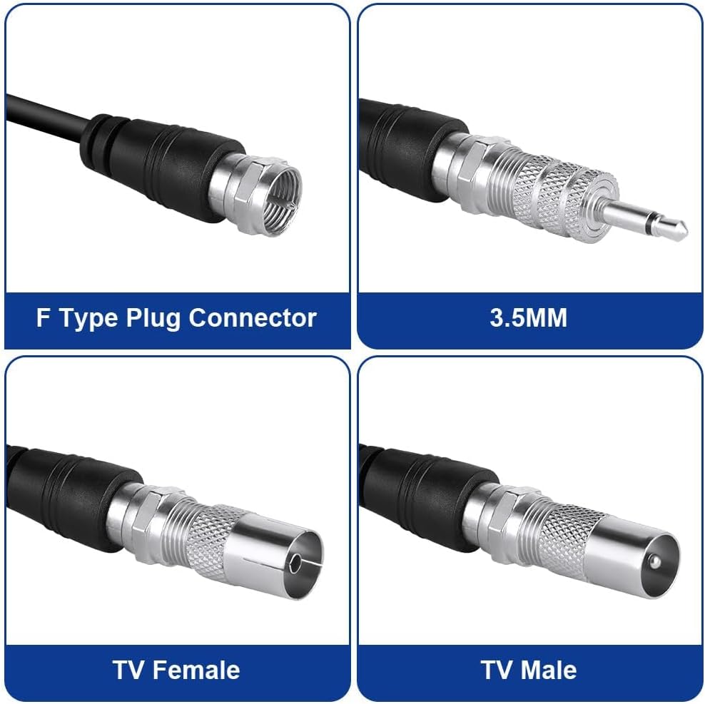 Detalle de Adiwo DAB/UKW Radioantenne mit 3 m Koaxialverlängerungskabel – 75 Ohm, inklusive Adapter