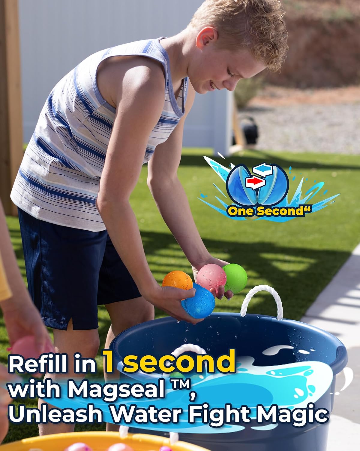 Detalle de Wiederverwendbare Wasserbomben – Schnell befüllbare Wasserbälle (10 Stück) für Garten, Strand & Pool