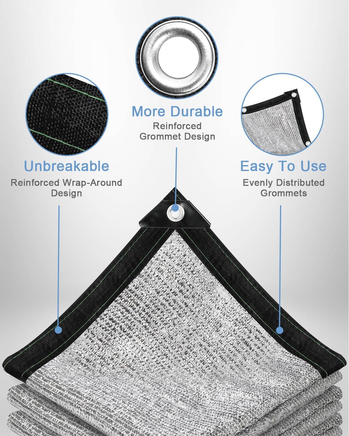 Detalle de vensovo aluminet 85% Reflective Shade Cloth, 6 x 12 ft HDPE with Grommets