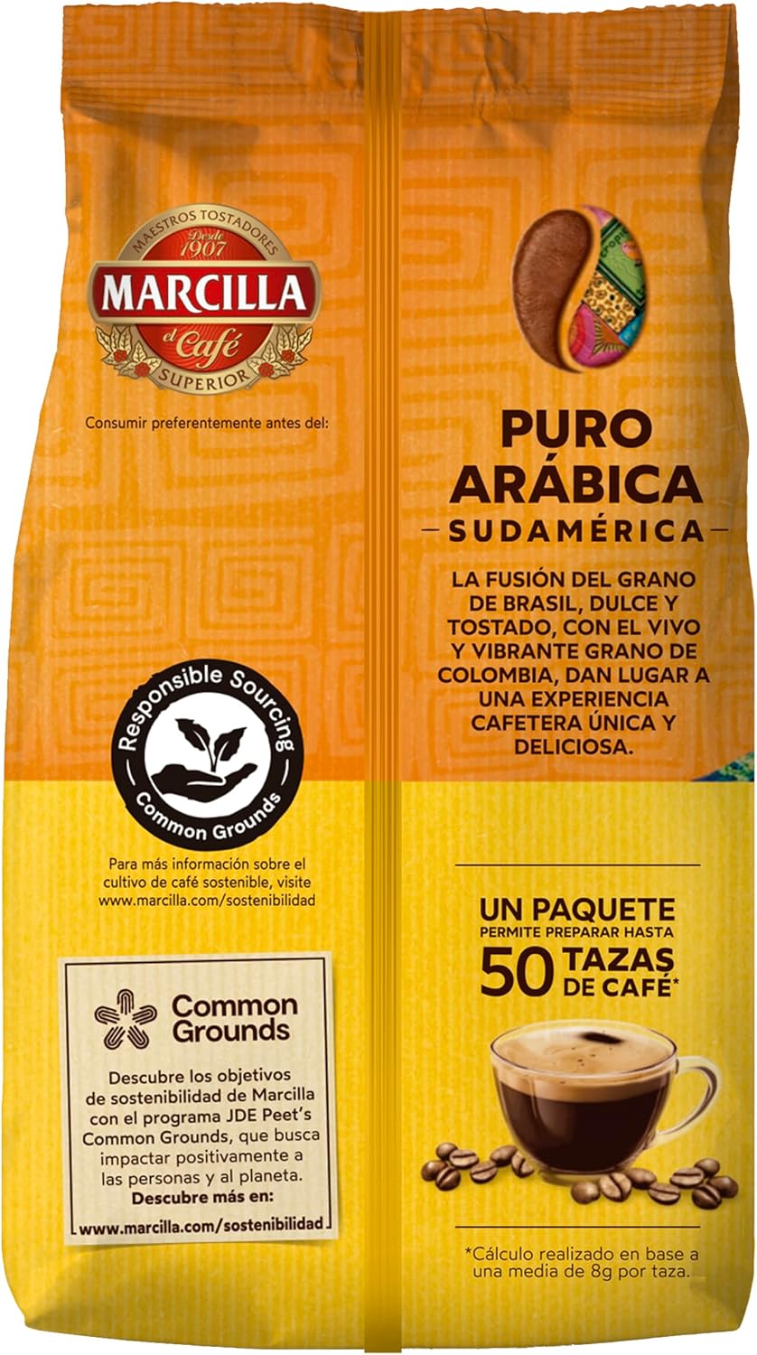 Detalle de Marcilla Café Grano Puro Arábica Sudamérica 400 g
