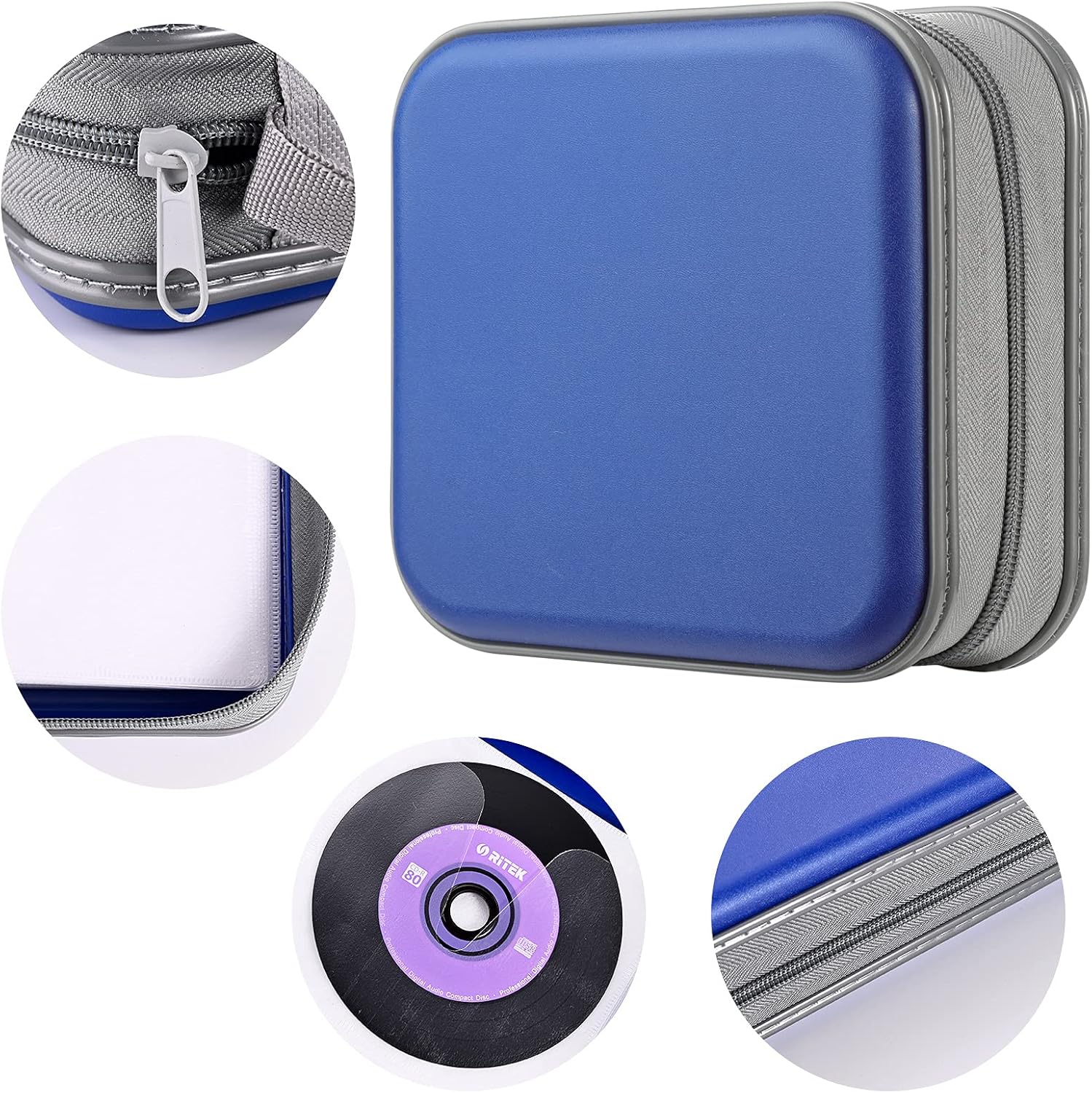 Detalle de LIOVODE CD Wallet 48 Capacity: Portable Binder for CD/DVD/Discs (Blue)