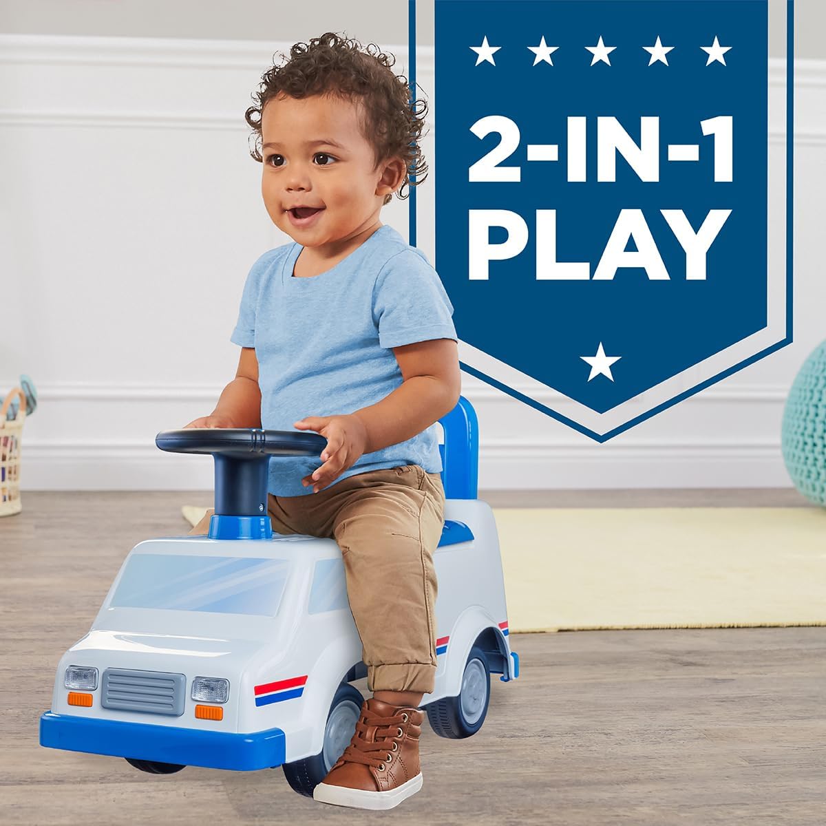 Thumbnail 2 de Waddle USPS Mail Truck Toddler Ride-On: Foot-to-Floor Mail Delivery Fun