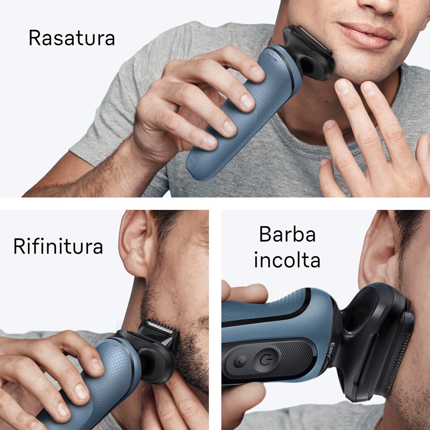 Detalle de Braun Serie 5 Rasoio Elettrico Barba Wet&Dry 52-A1820SI Azzurro (senza fili) con +2 accessori